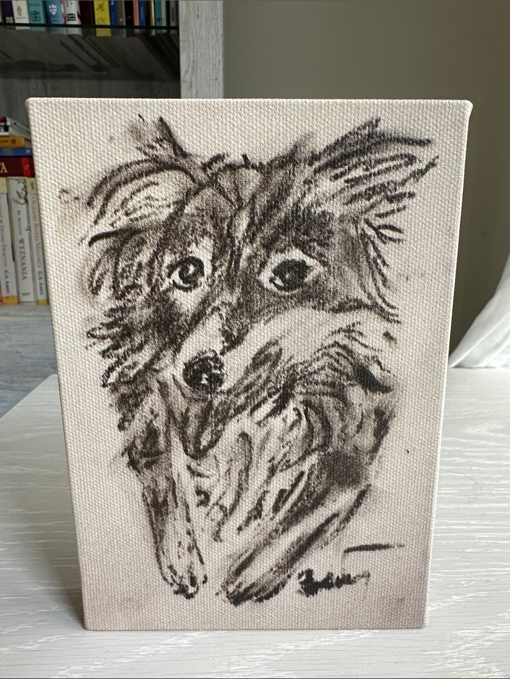 Happy Aussie Canvas Art Print - Black and White 7”x5”